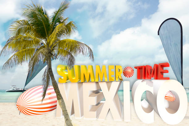 istock Summer time advertisement on the mexican caribbean beach 1308502478