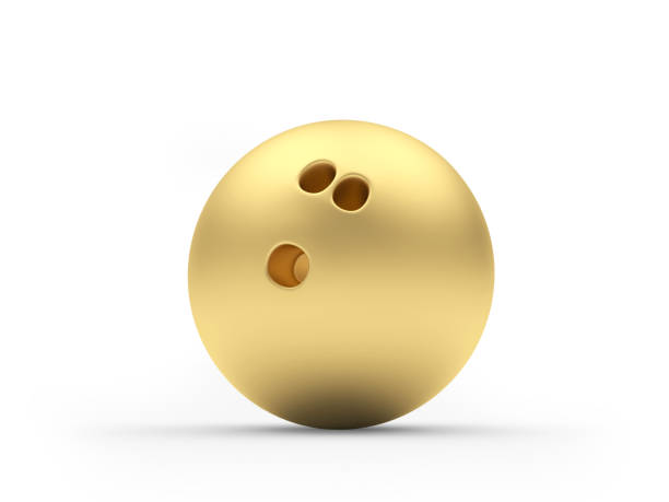 Golden bowling ball close-up. 3d illustration