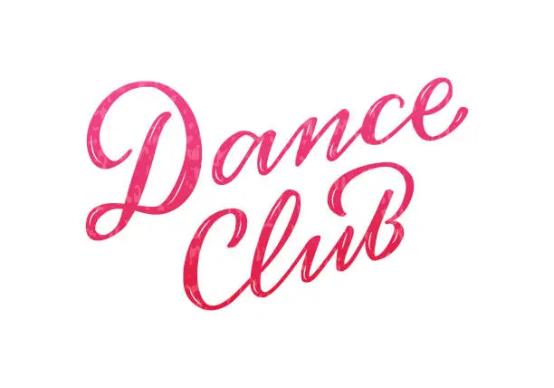 Vector illustration of Dance club pink lettering with texture