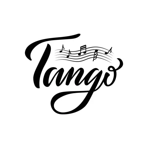 Vector illustration of Tango isolated black lettering with notes