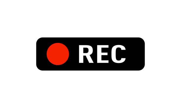 aufzeichnungszeichen. rec-symbol. isolierter vektor, aufnahme schwarz mit rotem vektor - aufnahmegerät stock-grafiken, -clipart, -cartoons und -symbole