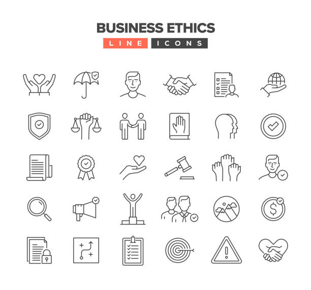 ilustrações de stock, clip art, desenhos animados e ícones de business ethics line icon set - simple living