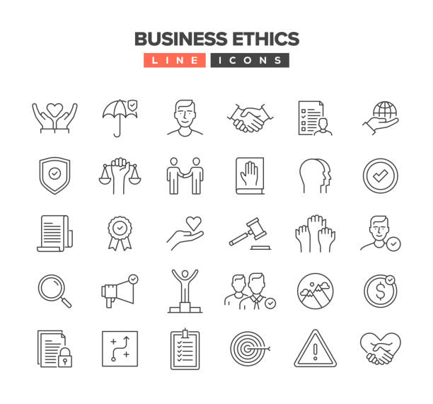 Business Ethics Line Icon Set Business Ethics Line Icon Set simple living stock illustrations