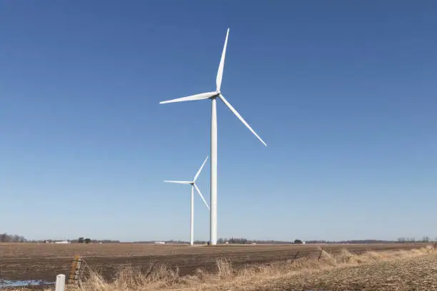 Photo of Wind Farm in Central Indiana. Wind and Solar Green Energy areas are becoming very popular in farming communities.