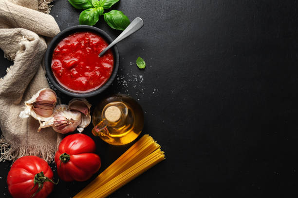 istock Italian food background with pasta 1308509921