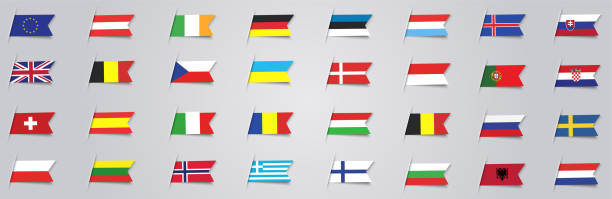 ilustrações de stock, clip art, desenhos animados e ícones de vector illustration giant european flag set with europe country flags - british empire