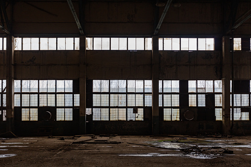 Old rusty steel equipment in inactive the steel mill in Ostrava.