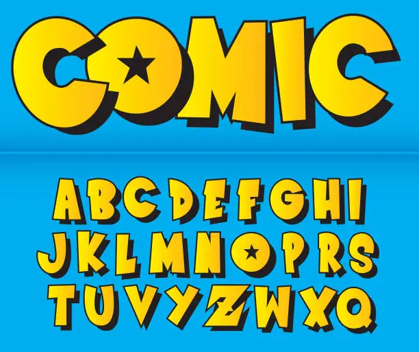 Vector illustration of COMIC & FUNNY FONT, TEXT AND ALPHABET