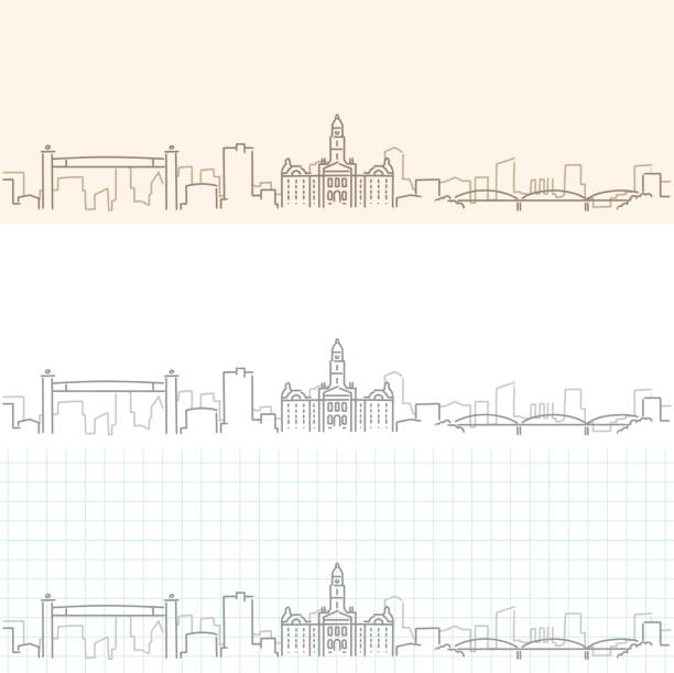 Fort Worth Hand Drawn Profile Skyline Fort Worth Hand Drawn Profile Skyline fort worth stock illustrations