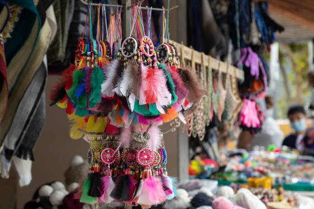 istock keychains with colorful dream catchers on display in a craft store 1308514686