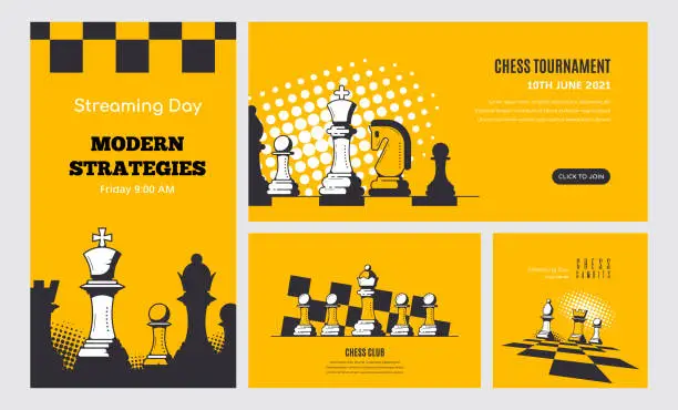 Vector illustration of Set of Chess Game Banner Templates, Stock Vector