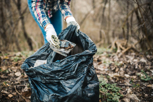 istock Young woman picking plastic waste. 1308520935