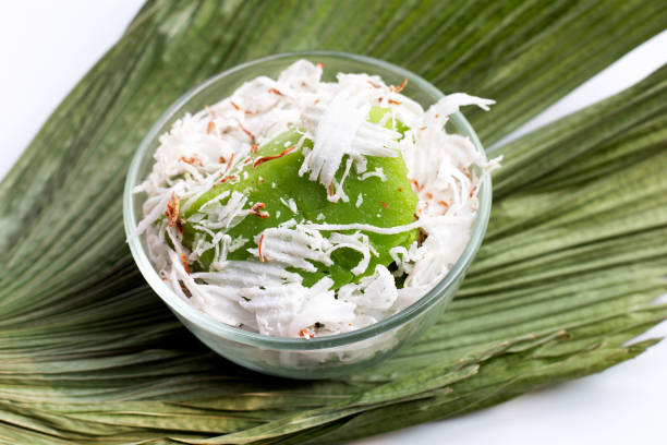 istock Pandanus pudding with coconut topping in glass bowl 1308522922