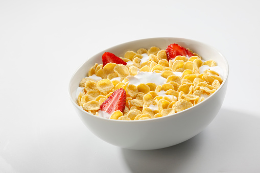 Corn Flakes bowl with strawberries