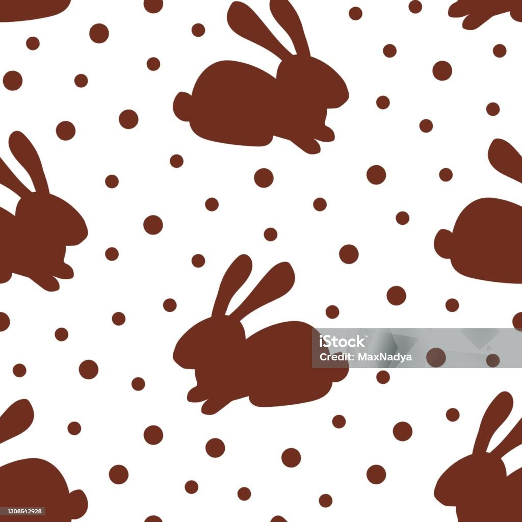 Simple Vector Seamless Polka Dot Pattern Chocolate Bunny On A White ...