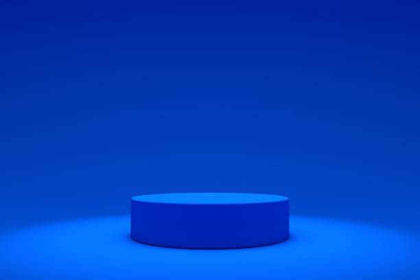 istock 3D Blue Stands On Blue Background, Product Stand, Blank Scene 1308543750