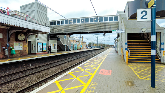 January 20, 2021 – Newark North Gate Train Station, England, United Kingdom. A view of Newark North Gate train station during quiet times, the passenger numbers reduced due to the pandemic.