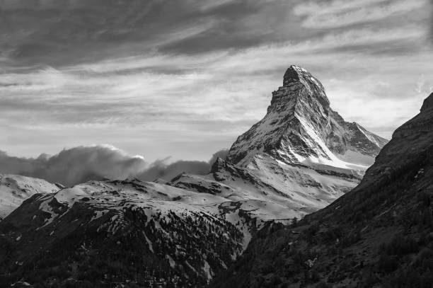 Mountain Matterhorn in Swiss Idyllic view of mountain Matterhorn, Zermatt, Switzerland swiss alps photos stock pictures, royalty-free photos & images