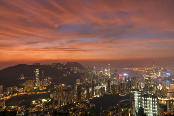 istock Sunset over Hong Kong city 1308548506