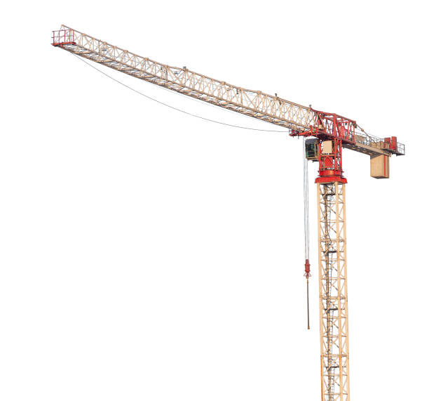 istock red and light yellow hoisting crane isolated on white 1308552340