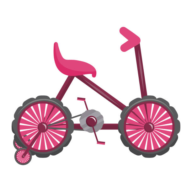 istock A pink cartoon-style bike is isolated on a white background. Vector illustration, bicycle for children. 1308556340
