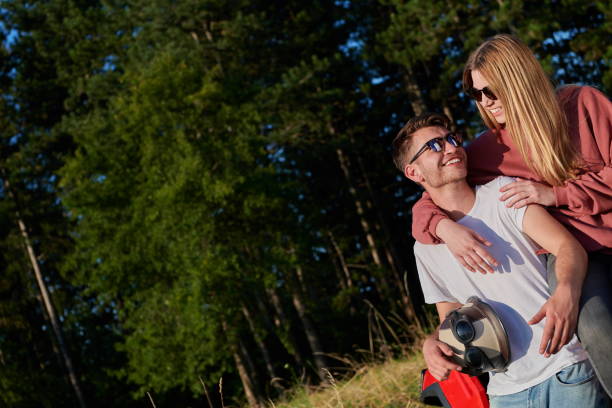 istock couple enjoying beautiful sunny day while driving a off road buggy 1308556358