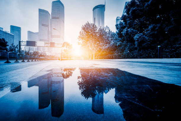 istock square of Shanghai financial district in China 1308556790