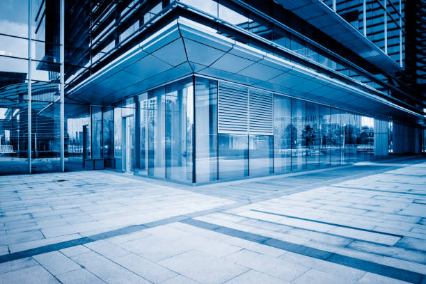 istock modern buildings and empty pavement in china