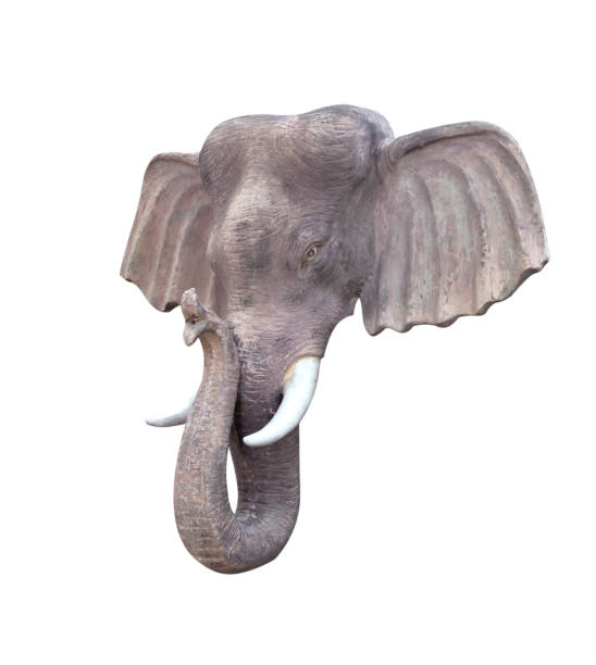 istock Elephant head statue isolated on white background. 1308556999
