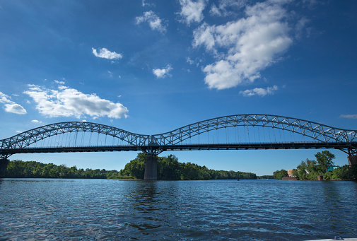 Boating on the Connecticut River, approaching Middletown and the Arrigoni Bridge to Portland.