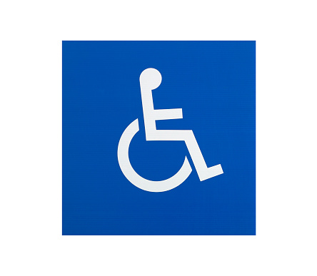 Disabled sign on blue background