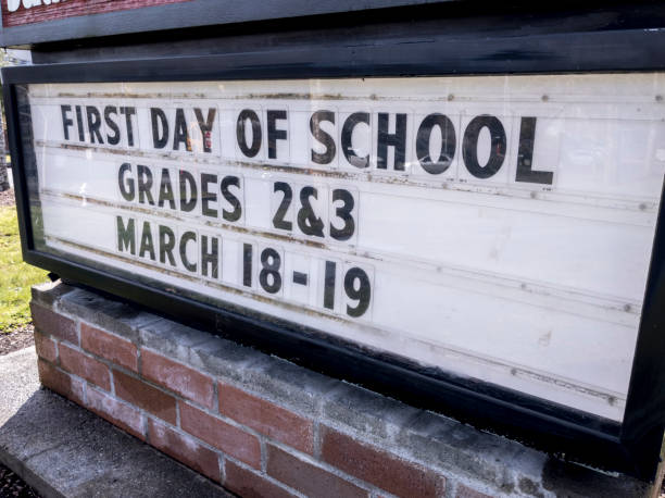 istock a 'Back to School' sign, inviting elementary students to return after the Covid 19 shutdown 1308564574