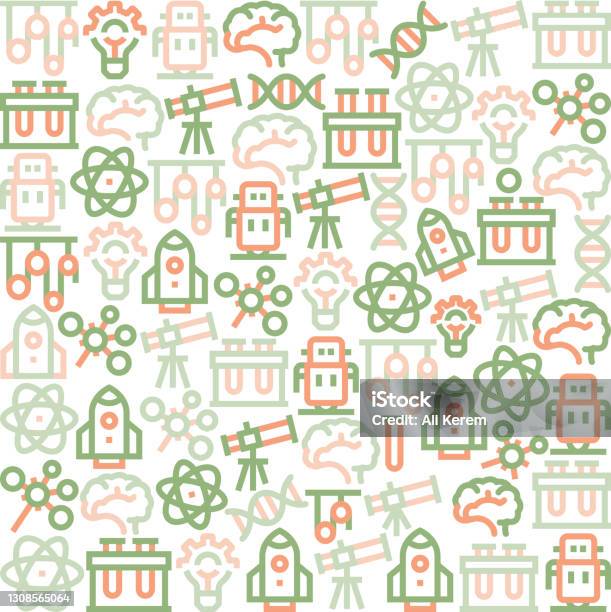 Science Pattern Stock Illustration - Download Image Now - Brain, Green ...