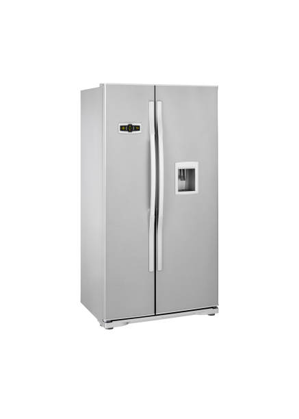 istock Refrigerator, freezer with water dispenser isolated on white 1308565670