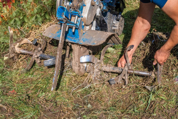 istock Agricultural machinery: motorized hand plow. 1308568304