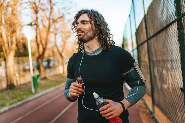 istock Protein bar and energy drink 1308569880