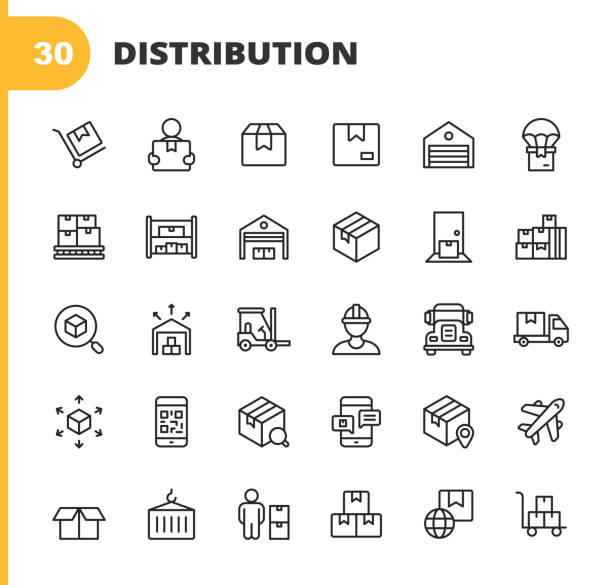 ภาพประกอบสต็อกที่เกี่ยวกับ “ไอคอนคลังสินค้าและบรรทัดการกระจายสินค้า โรคหลอดเลือดสมองที่แก้ไขได้ พิกเซลสมบูรณ์แบบ สํ� - merchandise”