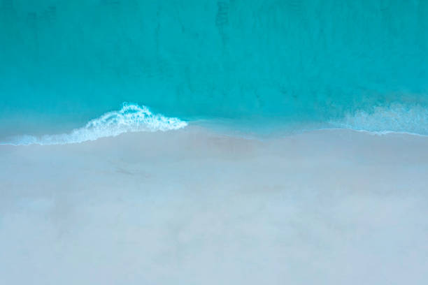 istock Top view with Coast with waves and white sand beach background 1308577186