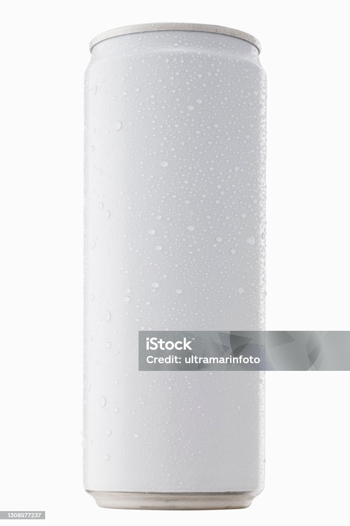 Blank packaging white can with cool water droplet - condensation, for drink beverage product design mock-up Isolated on white background with clipping path Can Stock Photo