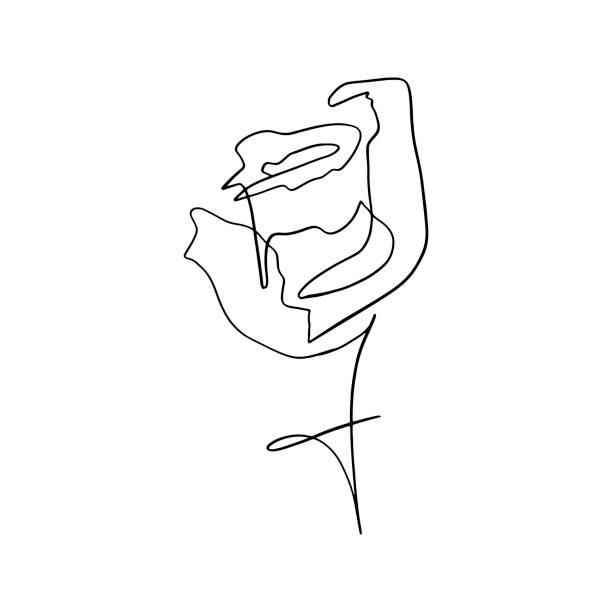 абстрактный цветок нарисован одной линией. векторная иллюстрация дизайна приглашений, визиток, косметики - abstract leaf curve posing stock illustrations