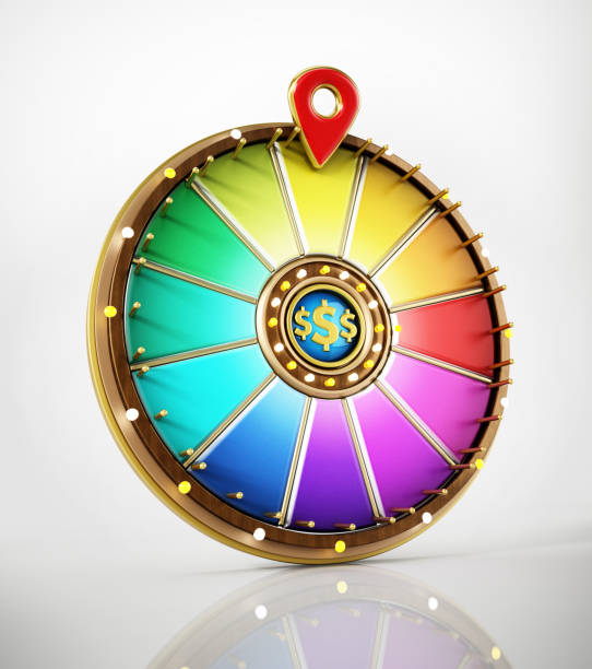 istock Prize wheel with blank colorful slices isolated on white 1308581815