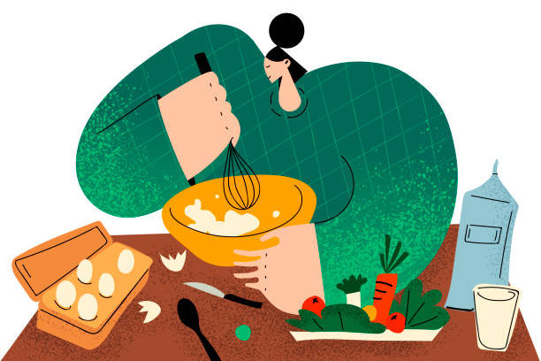 ilustrações de stock, clip art, desenhos animados e ícones de baking, cooking homemade pastry concept - characters cooking chef bakery