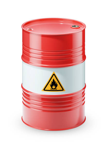 istock Red barrel with flammable fuelisolated on white background 1308586277