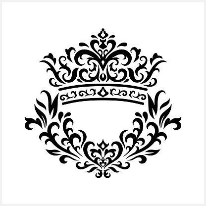 Vintage crown with wtearh isolated on white. Royal icon. Vector stock illustration. EPS 10