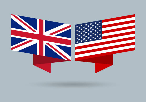stockillustraties, clipart, cartoons en iconen met de vlaggen van het uk en van de v.s. amerikaanse en britse nationale symbolen. vectorillustratie. - britse cultuur