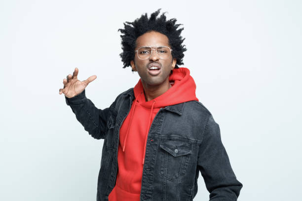 Angry man in red hoodie