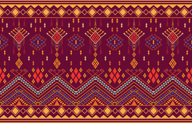 Geometric Ethnic Pattern Design For Background Or Wallpaper And Clothing  Stock Illustration - Download Image Now - iStock
