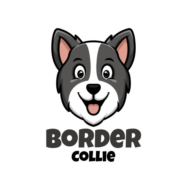 border collie sü�ße cartoon hund logo für pet shop haustier pflege tier - dog malamute sled dog bulldog stock-grafiken, -clipart, -cartoons und -symbole