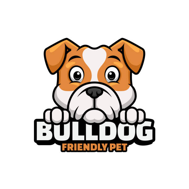 bulldogge süße cartoon hund logo für pet shop haustier pflege tier - dog malamute sled dog bulldog stock-grafiken, -clipart, -cartoons und -symbole