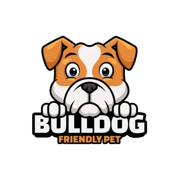 Vector illustration of Bulldog Cute Cartoon Dog Logo for Pet Shop Pet Care Animal